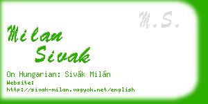 milan sivak business card