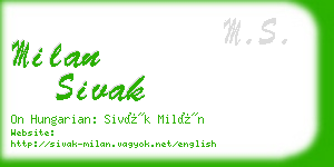 milan sivak business card